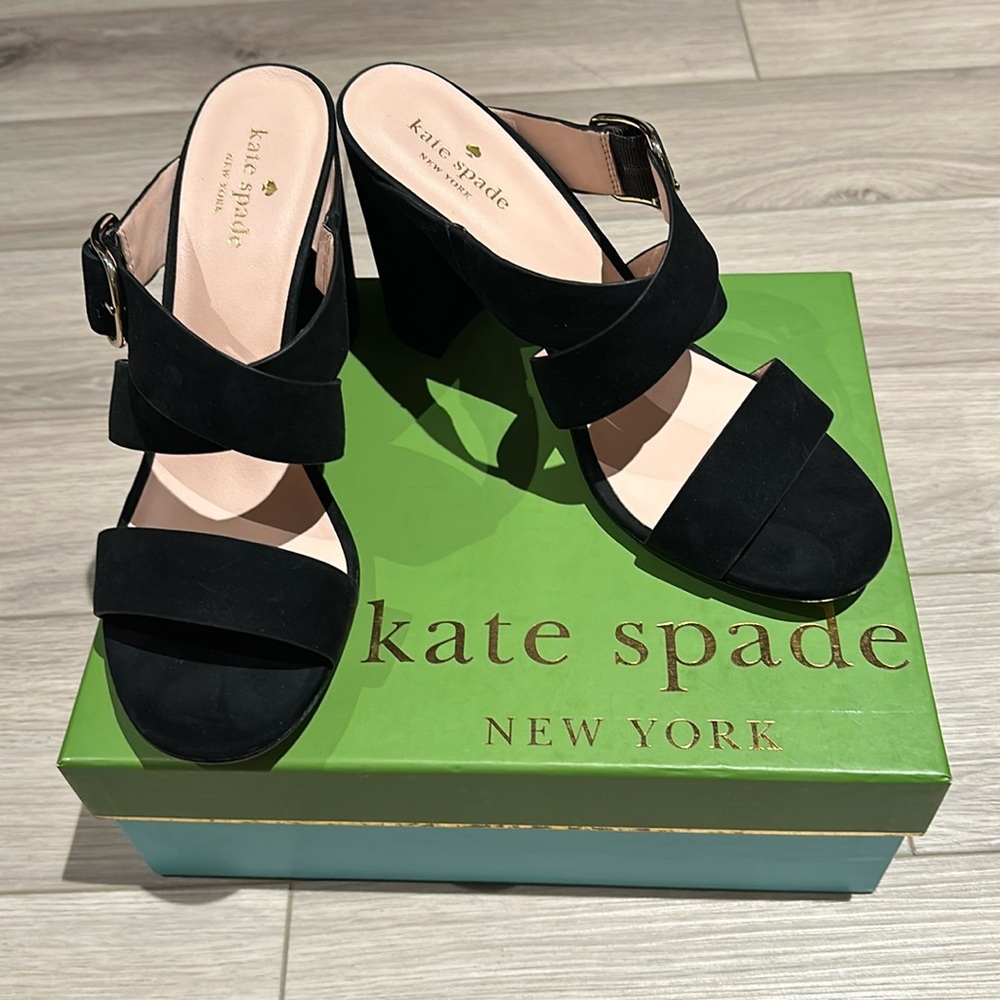 Kate Spade Black Velvet Orchid Sandals Size 9.5